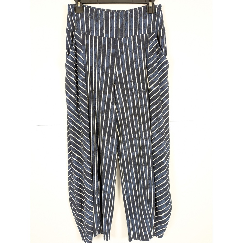 NEW Sympli Pants Women's Size 10 Blue White N Wide Leg Flowy Pant